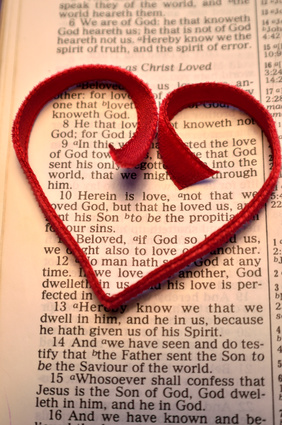 Valentine's Day Bible Verse with Red Heart